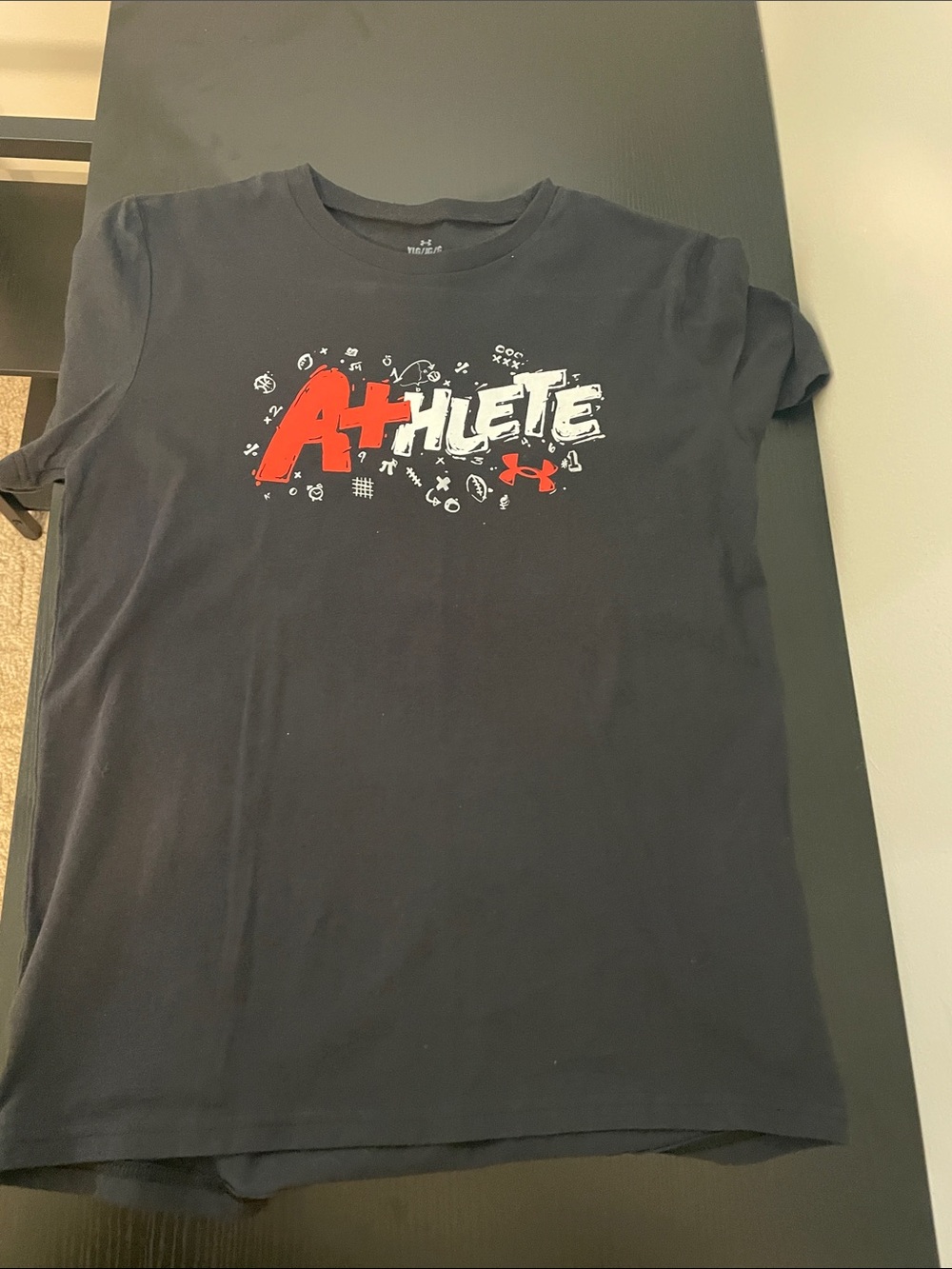 Under Armour Black Tee with Red and White A+Hlete Graphic